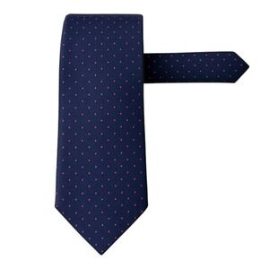 KENT & CURWEN Navy Pink Pin‎ Drop Silk Tie Handmade In Italy Classic Polka Dot